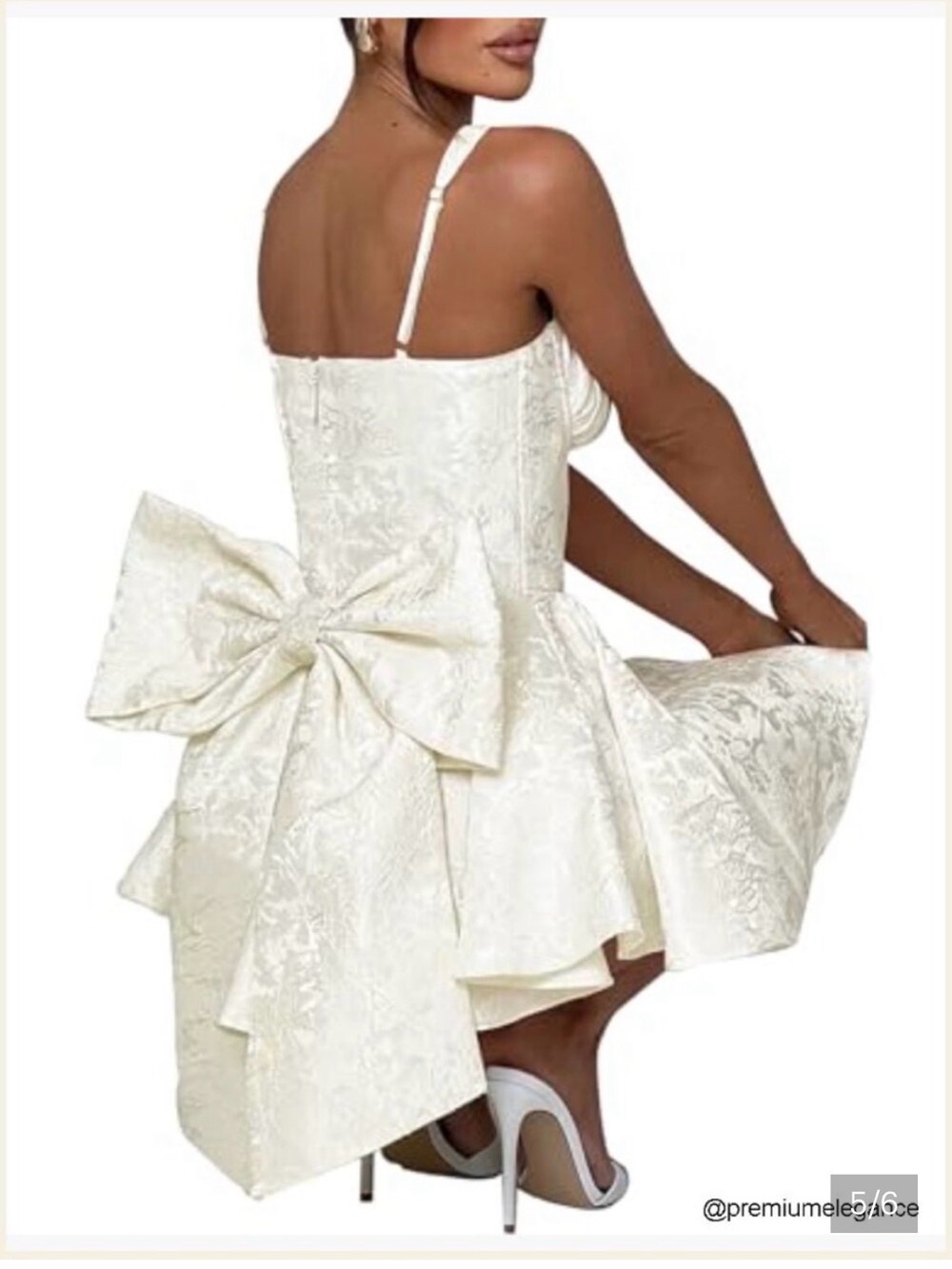Baby boo Ivory Jacquard Mini Dress with Statement Back Bow size large